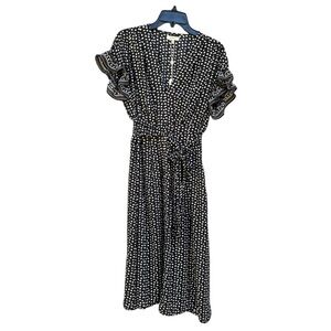 Max Studio Black and White Polka Dot Flutter Sleeve Dress Size XS